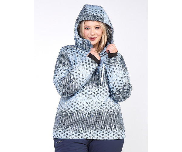 Женская зимняя горнолыжная куртка большого размера серого цвета 1830Sr