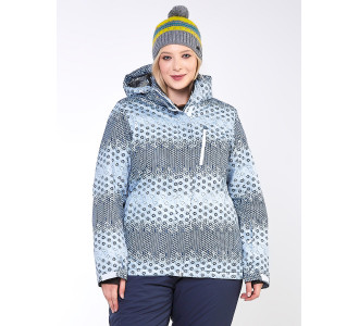 Женская зимняя горнолыжная куртка большого размера серого цвета 1830Sr