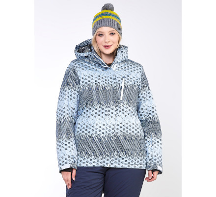 Женская зимняя горнолыжная куртка большого размера серого цвета 1830Sr