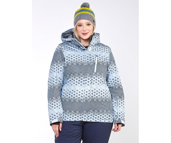 Женская зимняя горнолыжная куртка большого размера серого цвета 1830Sr