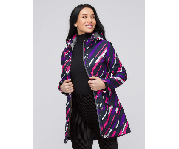 Женская осенняя весенняя парка softshell фиолетового цвета 19221F