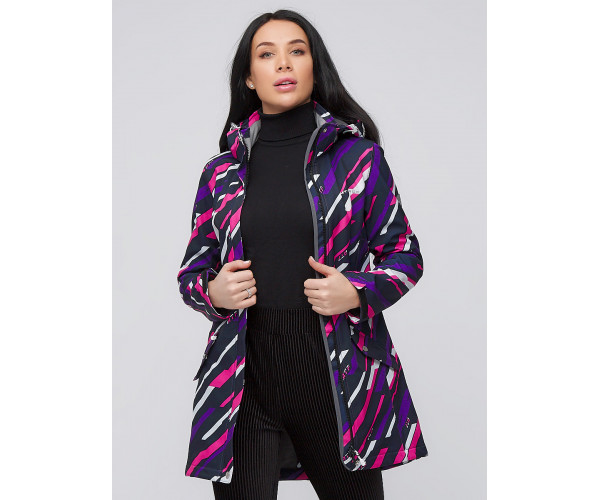 Женская осенняя весенняя парка softshell фиолетового цвета 19221F