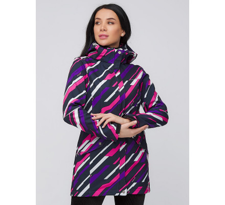 Женская осенняя весенняя парка softshell фиолетового цвета 19221F