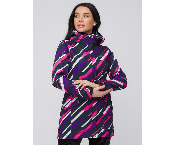 Женская осенняя весенняя парка softshell фиолетового цвета 19221F