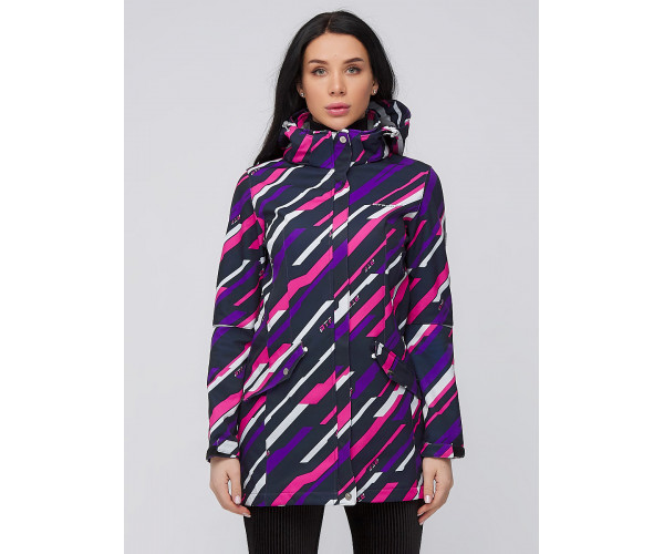Женская осенняя весенняя парка softshell фиолетового цвета 19221F