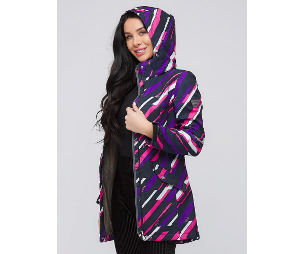 Женская осенняя весенняя парка softshell фиолетового цвета 19221F