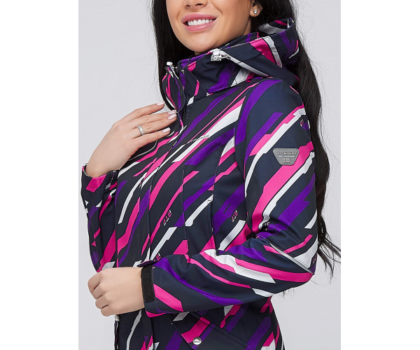 Женская осенняя весенняя парка softshell фиолетового цвета 19221F