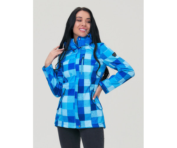 Парка женская осенняя весенняя softshell синего цвета 1923S