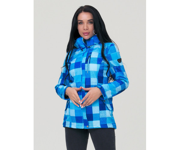 Парка женская осенняя весенняя softshell синего цвета 1923S