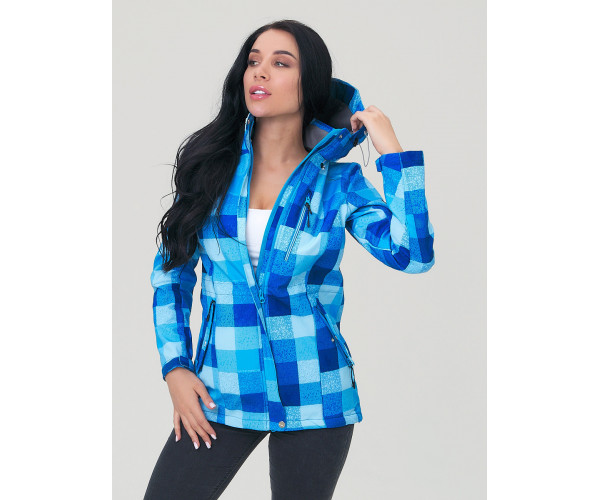 Парка женская осенняя весенняя softshell синего цвета 1923S