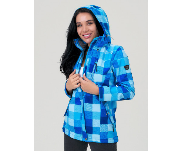 Парка женская осенняя весенняя softshell синего цвета 1923S