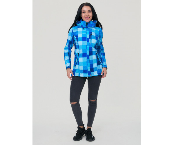 Парка женская осенняя весенняя softshell синего цвета 1923S