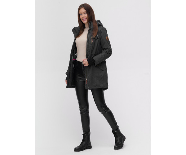 Женская зимняя парка темно-серого цвета 1949-1TC