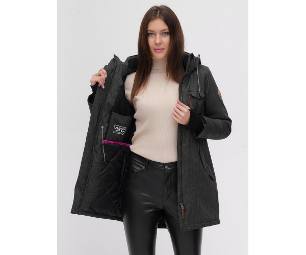 Женская зимняя парка темно-серого цвета 1949-1TC