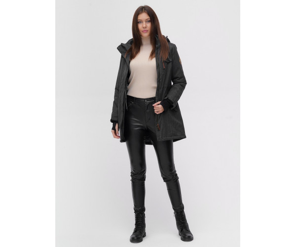 Женская зимняя парка темно-серого цвета 1949-1TC