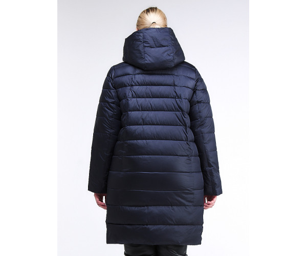 Женская зимняя классика куртка с капюшоном темно-синего цвета 1968_02TS