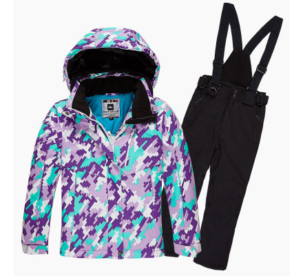 Подростковый для девочки зимний костюм горнолыжный фиолетового цвета 01774F