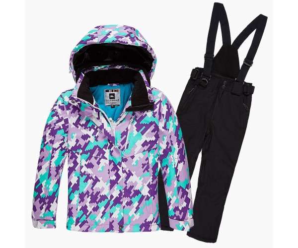 Подростковый для девочки зимний костюм горнолыжный фиолетового цвета 01774F