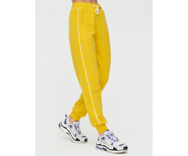 Спортивные брюки женские желтого цвета 1306J