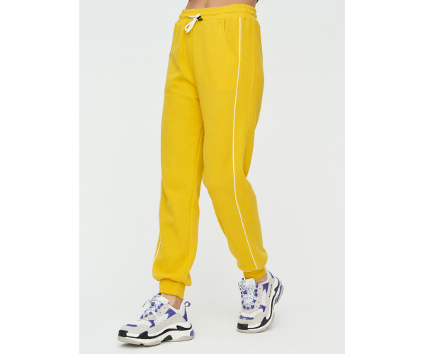 Спортивные брюки женские желтого цвета 1306J