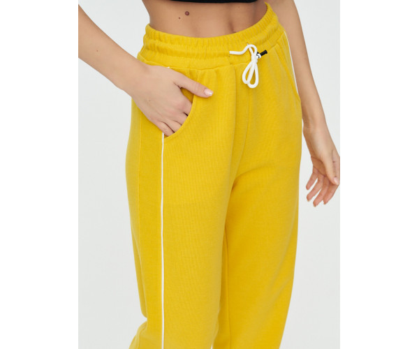 Спортивные брюки женские желтого цвета 1306J
