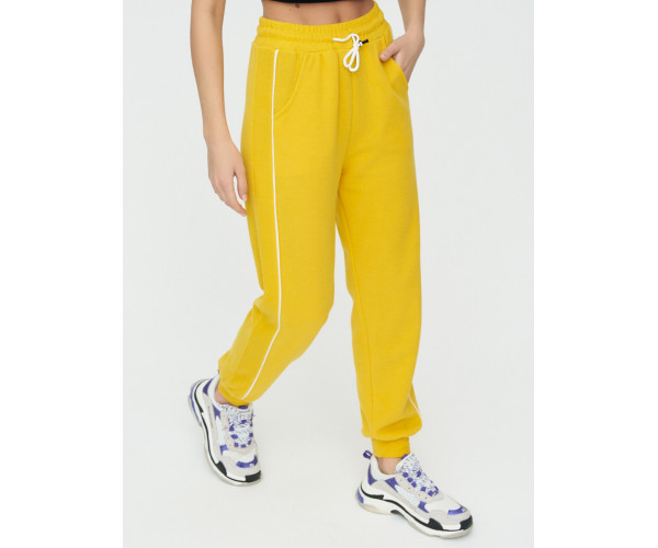 Спортивные брюки женские желтого цвета 1306J
