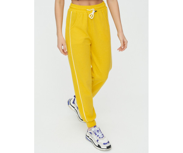 Спортивные брюки женские желтого цвета 1306J