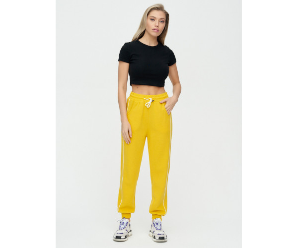 Спортивные брюки женские желтого цвета 1306J