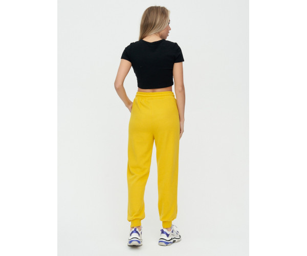 Спортивные брюки женские желтого цвета 1306J