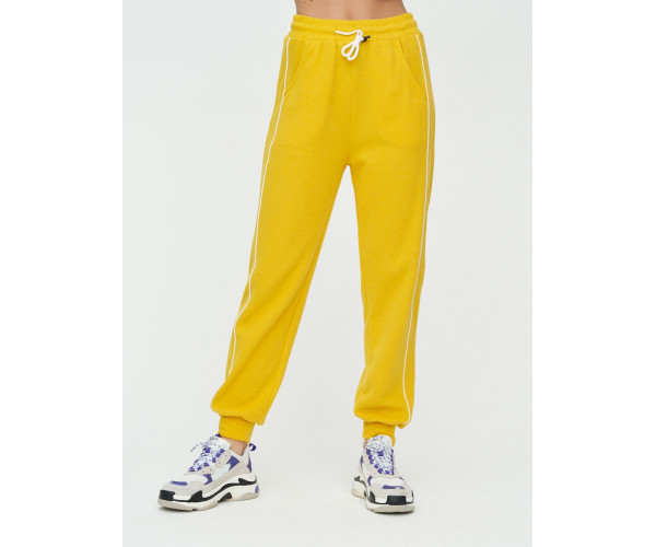 Спортивные брюки женские желтого цвета 1306J