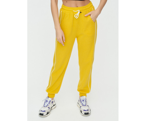 Спортивные брюки женские желтого цвета 1306J