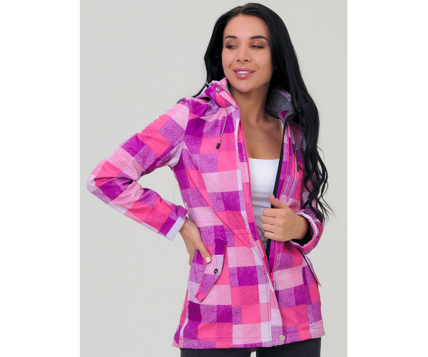 Парка женская осенняя весенняя softshell розового цвета 1923R