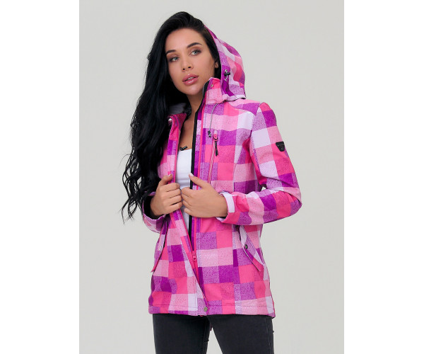 Парка женская осенняя весенняя softshell розового цвета 1923R