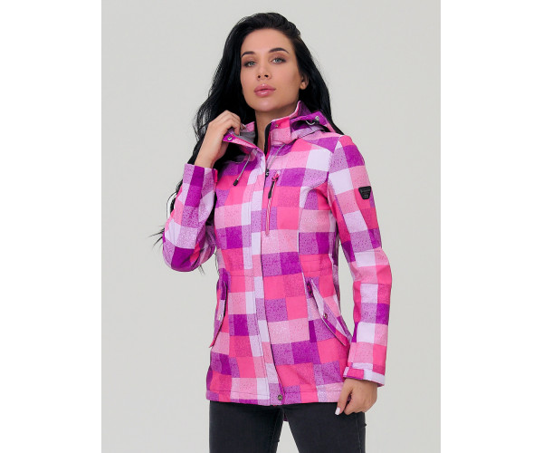 Парка женская осенняя весенняя softshell розового цвета 1923R