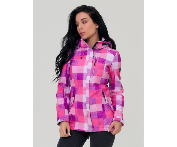 Парка женская осенняя весенняя softshell розового цвета 1923R