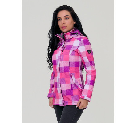 Парка женская осенняя весенняя softshell розового цвета 1923R