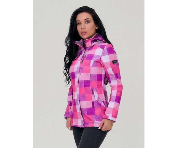 Парка женская осенняя весенняя softshell розового цвета 1923R