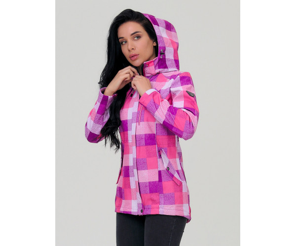 Парка женская осенняя весенняя softshell розового цвета 1923R