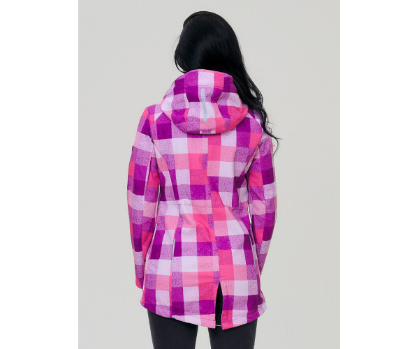 Парка женская осенняя весенняя softshell розового цвета 1923R