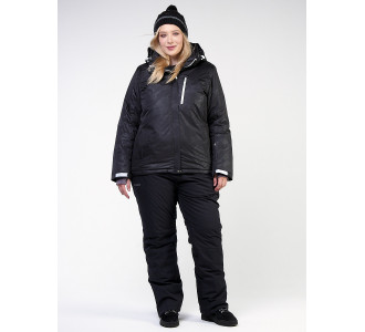 Женский зимний костюм горнолыжный большого размера черного цвета 021982Ch