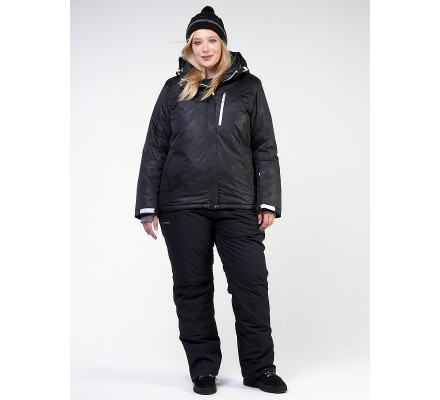 Женский зимний костюм горнолыжный большого размера черного цвета 021982Ch
