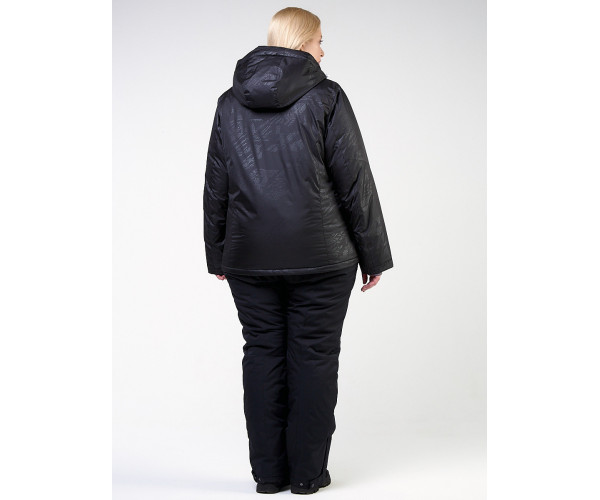Женский зимний костюм горнолыжный большого размера черного цвета 021982Ch