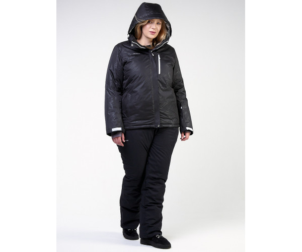 Женский зимний костюм горнолыжный большого размера черного цвета 021982Ch