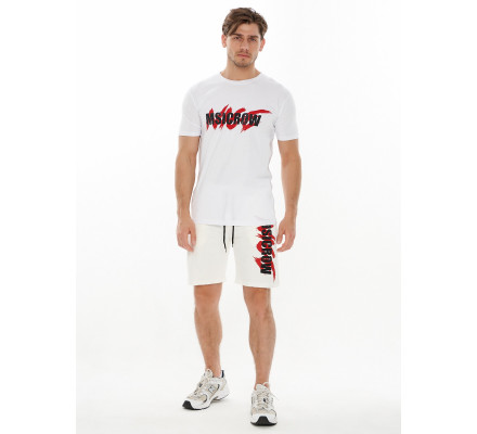 Костюм шорты и футболка белого цвета 221007Bl
