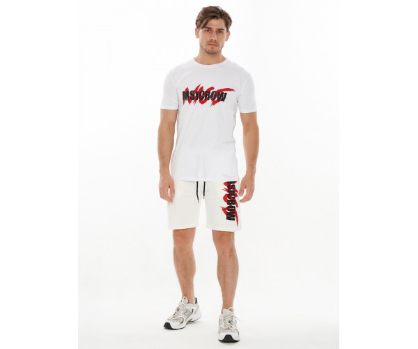 Костюм шорты и футболка белого цвета 221007Bl