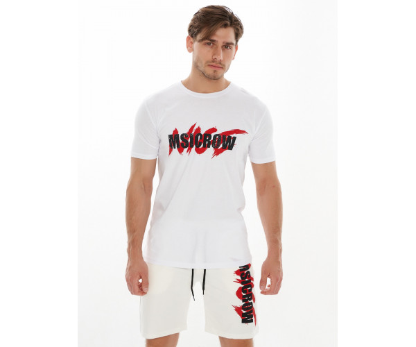 Костюм шорты и футболка белого цвета 221007Bl