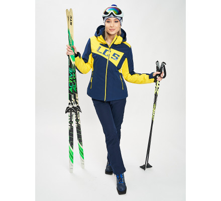 Горнолыжный костюм женский темно-синего цвета 077030TS
