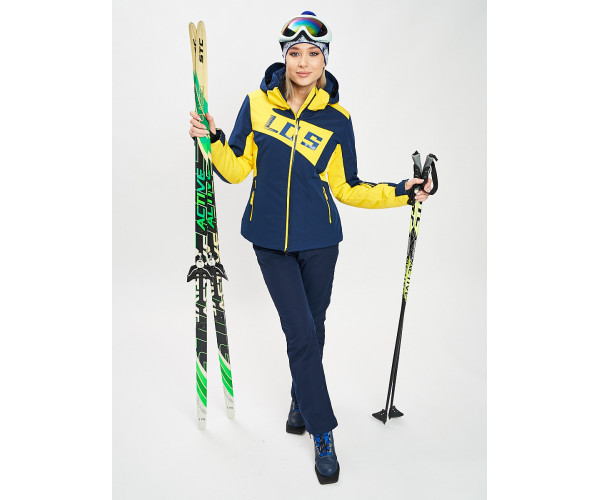 Горнолыжный костюм женский темно-синего цвета 077030TS