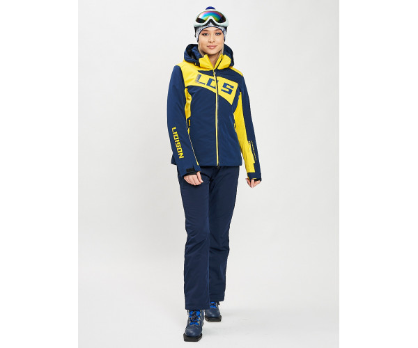 Горнолыжный костюм женский темно-синего цвета 077030TS