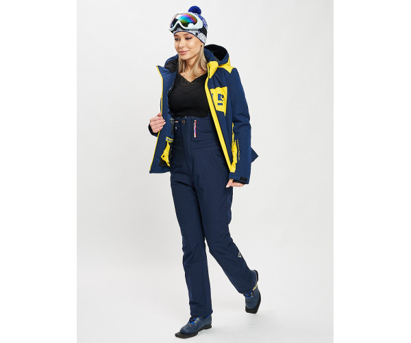 Горнолыжный костюм женский темно-синего цвета 077030TS
